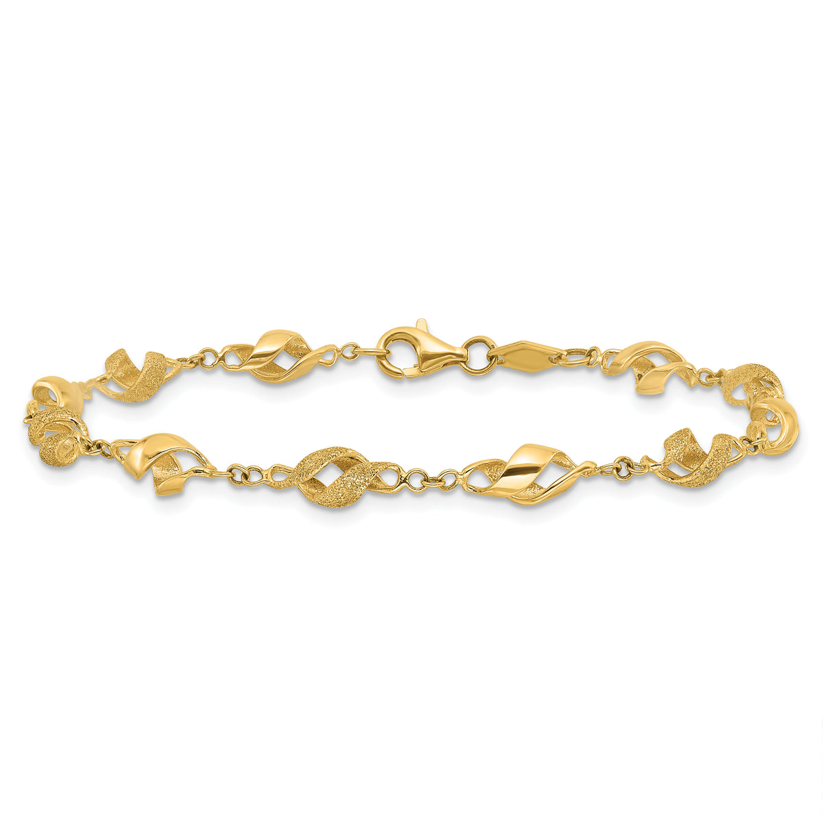 10k Polished and Lasered Spiral Link 7.25in Bracelet-10DC39-7.25