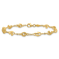 10k Polished and Lasered Spiral Link 7.25in Bracelet-10DC39-7.25