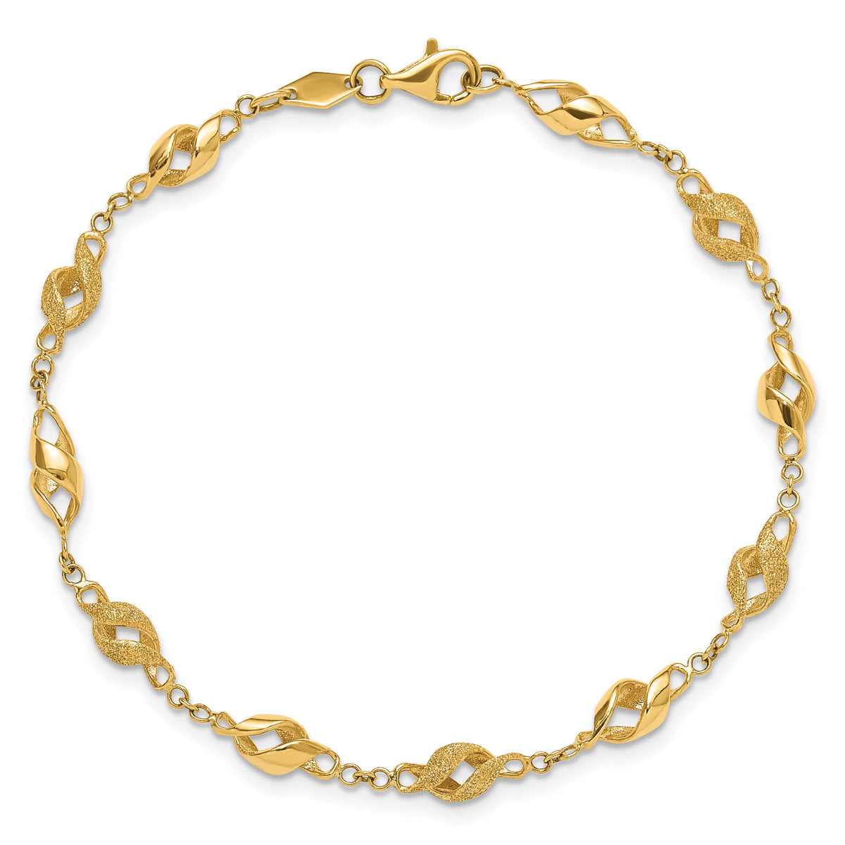 10k Polished and Lasered Spiral Link 7.25in Bracelet-10DC39-7.25