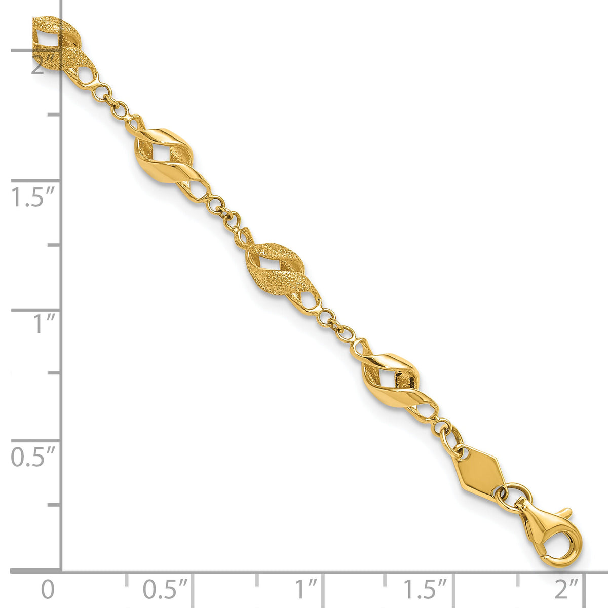 10k Polished and Lasered Spiral Link 7.25in Bracelet-10DC39-7.25