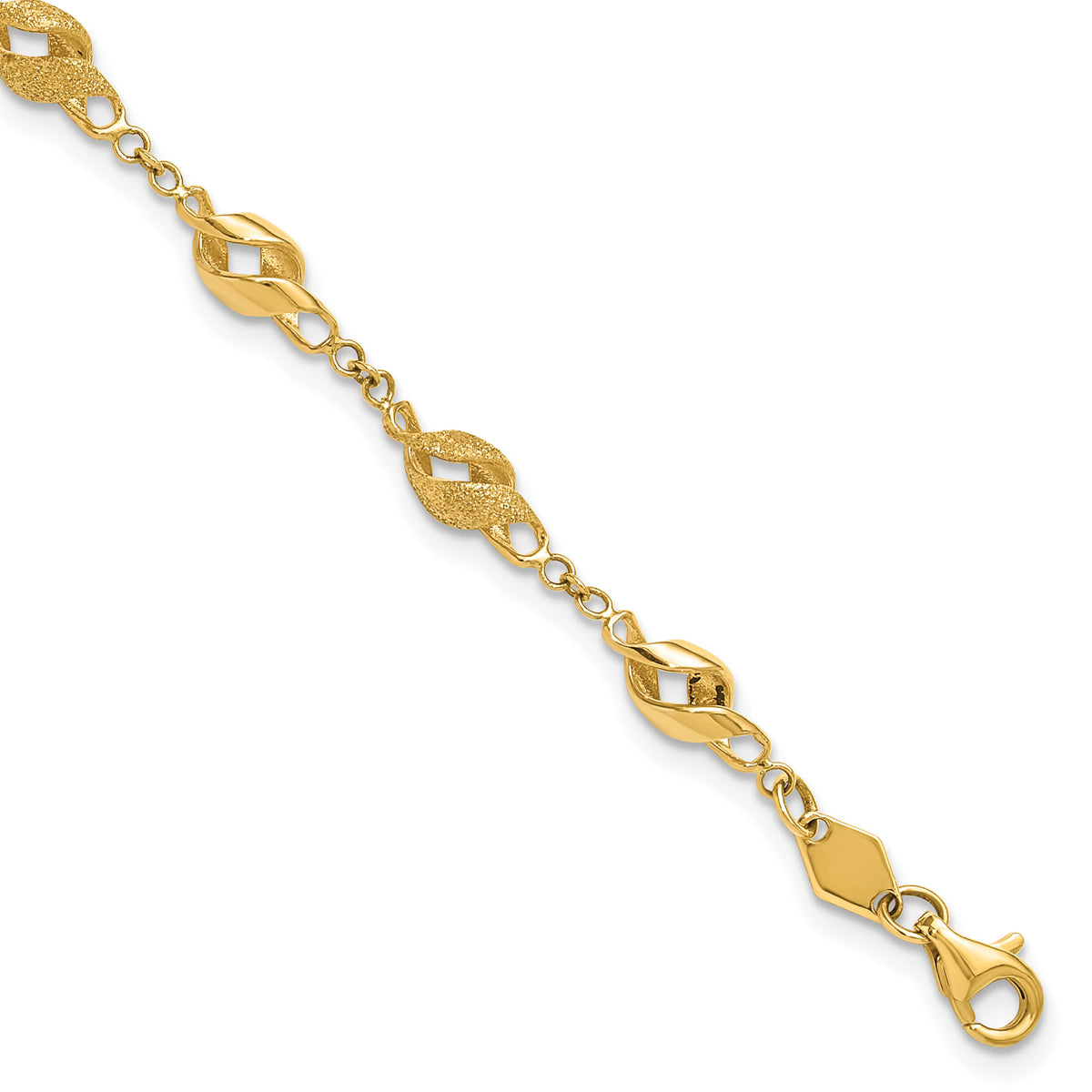 10k Polished and Lasered Spiral Link 7.25in Bracelet-10DC39-7.25