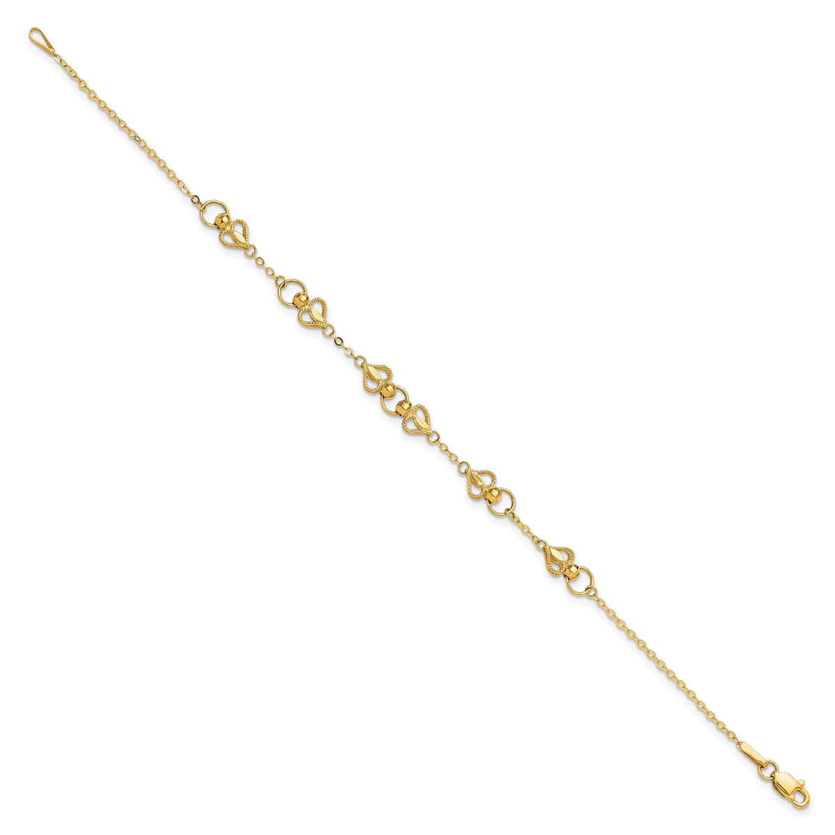 10k Polished Heart 7.5in Bracelet-10DC40-7.5