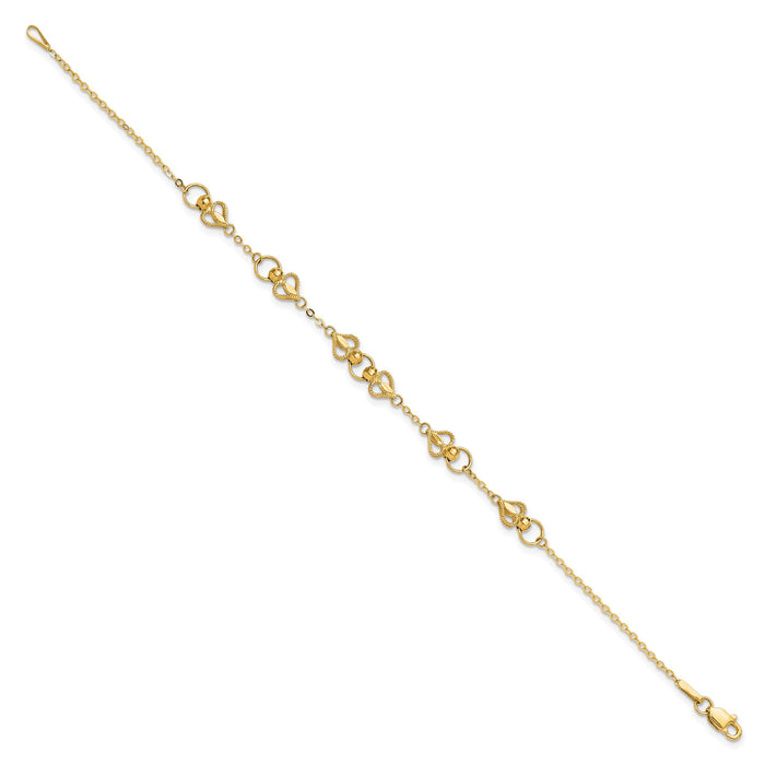 10k Polished Heart 7.5in Bracelet-10DC40-7.5