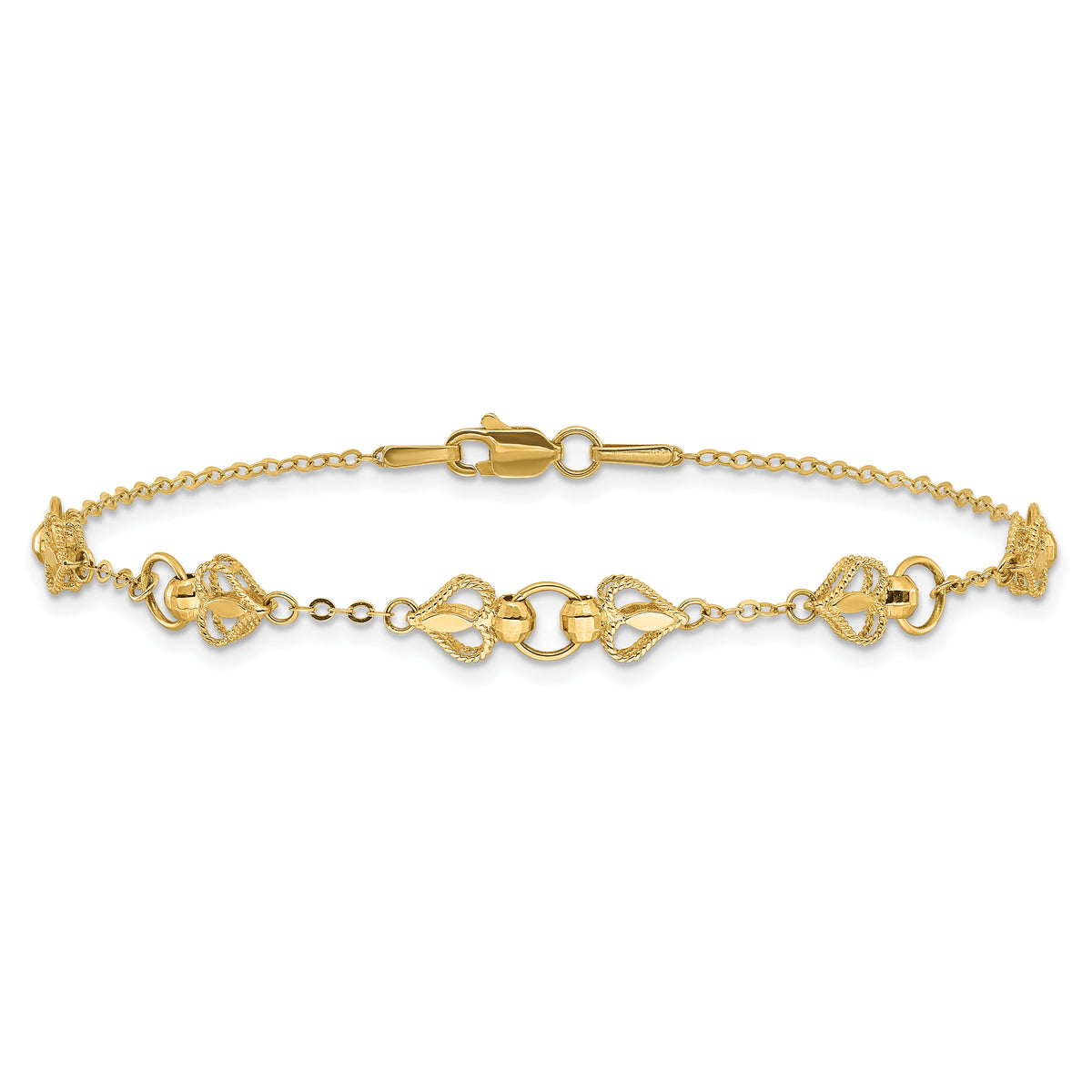 10k Polished Heart 7.5in Bracelet-10DC40-7.5