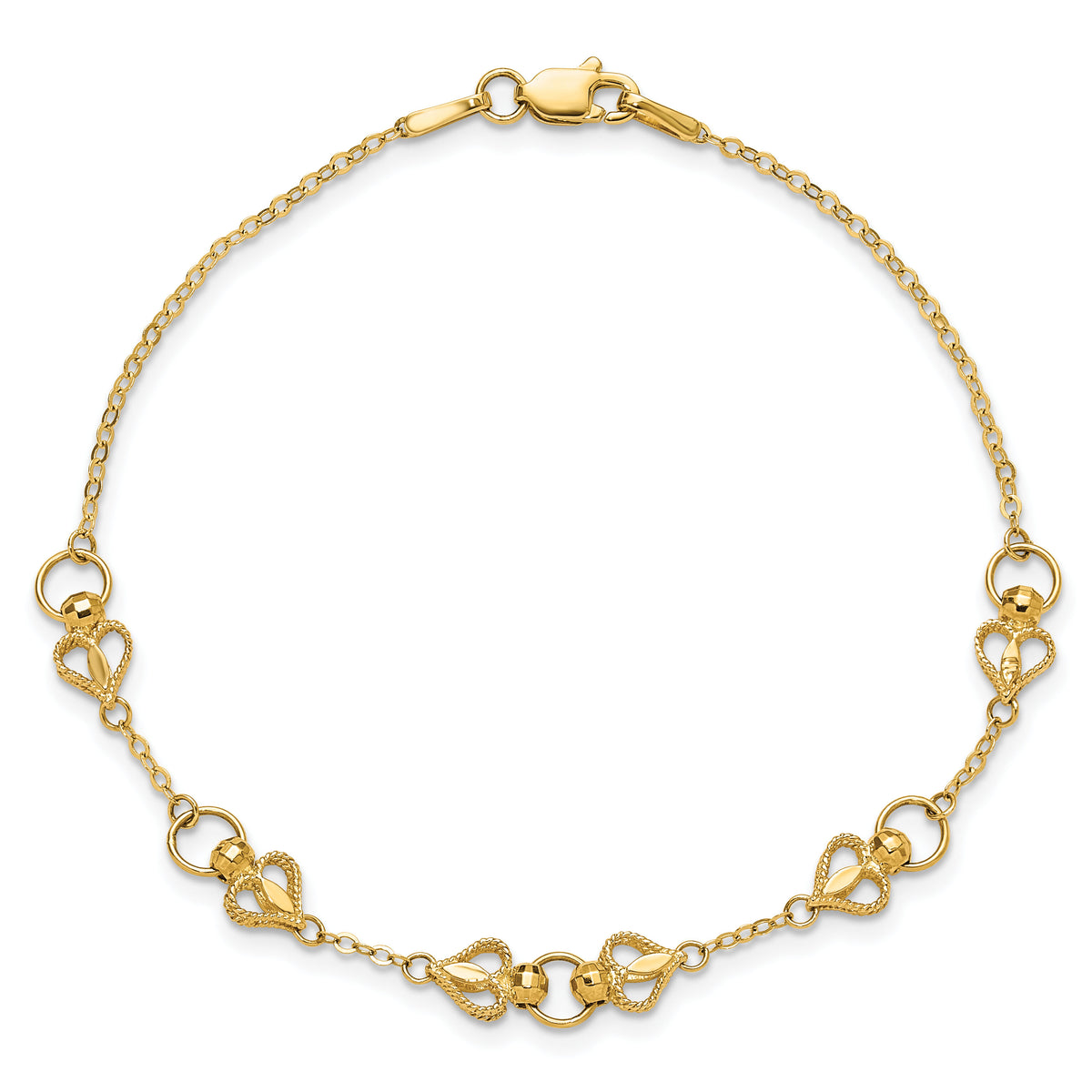 10k Polished Heart 7.5in Bracelet-10DC40-7.5