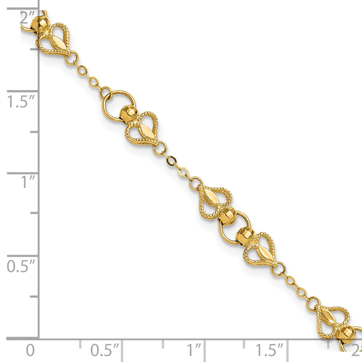 10k Polished Heart 7.5in Bracelet-10DC40-7.5