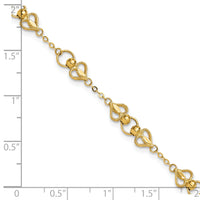 10k Polished Heart 7.5in Bracelet-10DC40-7.5