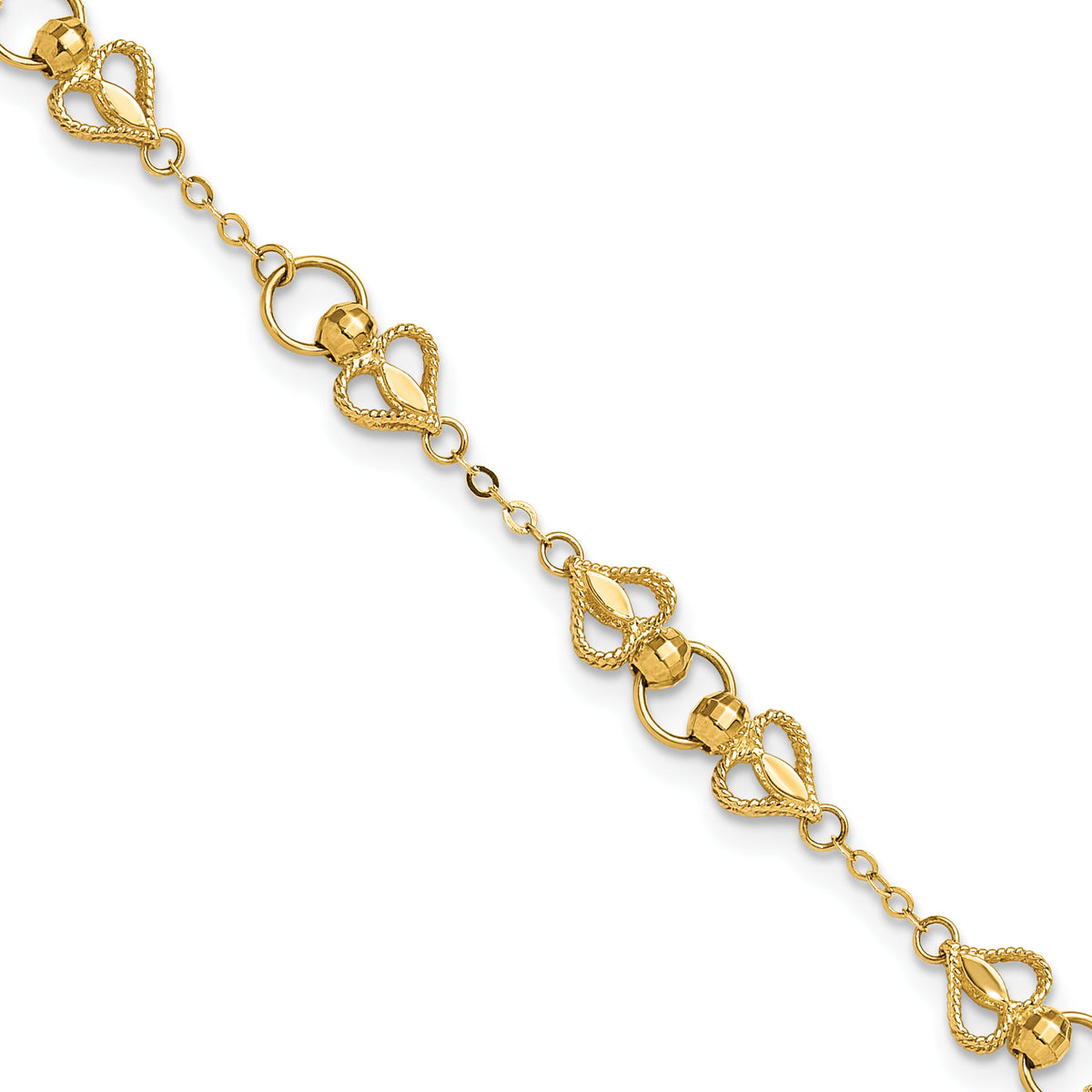 10k Polished Heart 7.5in Bracelet-10DC40-7.5