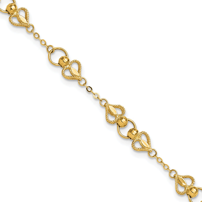 10k Polished Heart 7.5in Bracelet-10DC40-7.5