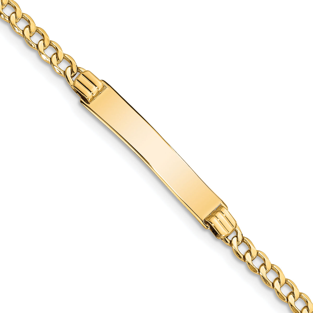 10k Semi-solid Curb Link ID Bracelet-10DCID106-7
