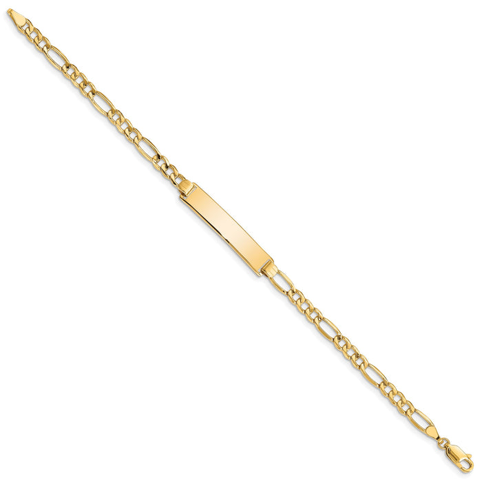 10k Semi-solid Figaro Link ID Bracelet-10DCID108-7