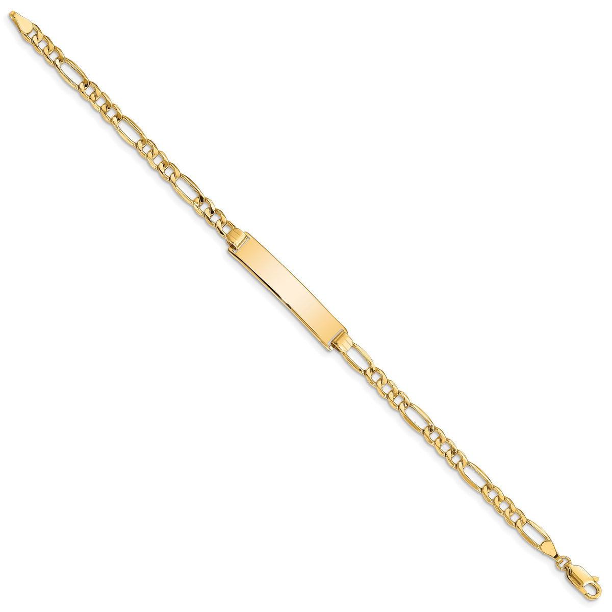 10k Semi-solid Figaro Link ID Bracelet-10DCID108-8
