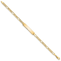 10k Semi-solid Figaro Link ID Bracelet-10DCID108-8