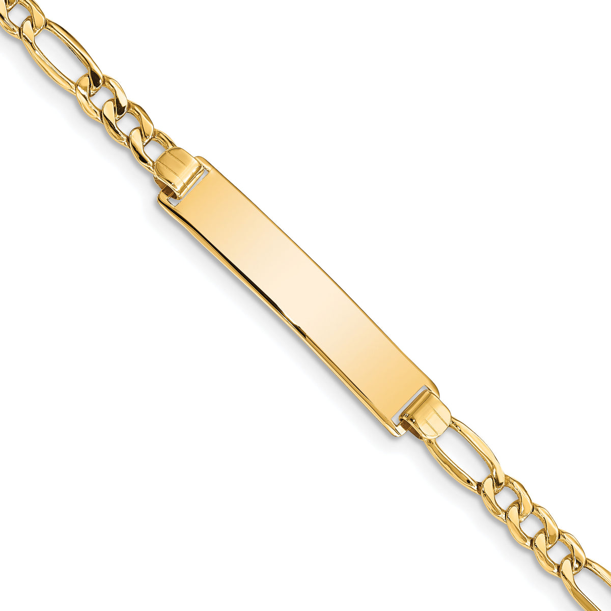 10k Semi-solid Figaro Link ID Bracelet-10DCID108-8
