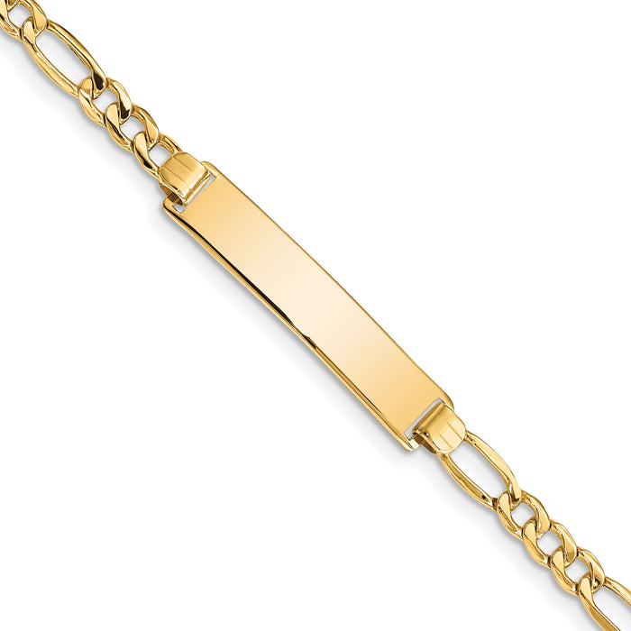 10k Semi-solid Figaro Link ID Bracelet-10DCID108-8