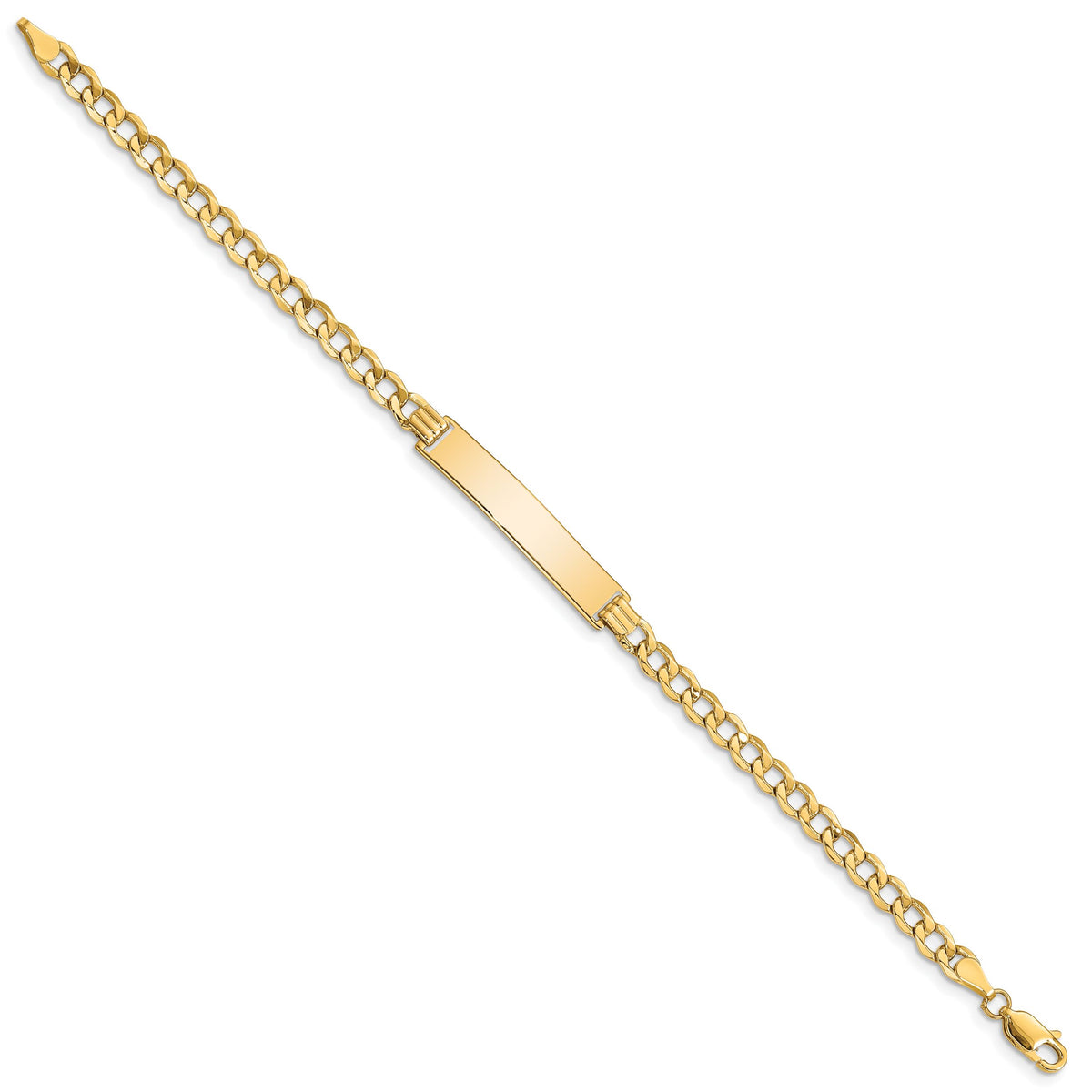 10k Semi-solid Curb Link ID Bracelet-10DCID110-7