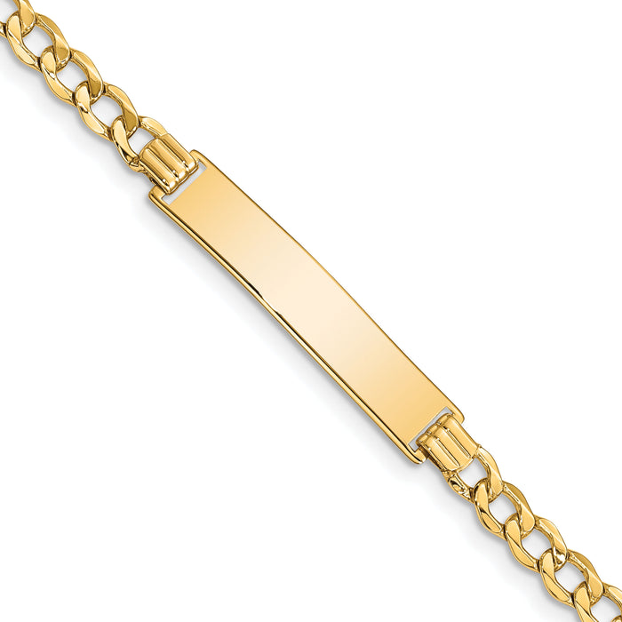 10k Semi-solid Curb Link ID Bracelet-10DCID110-8