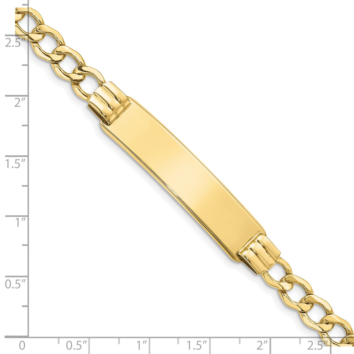 10k Semi-solid Curb Link ID Bracelet-10DCID111-8