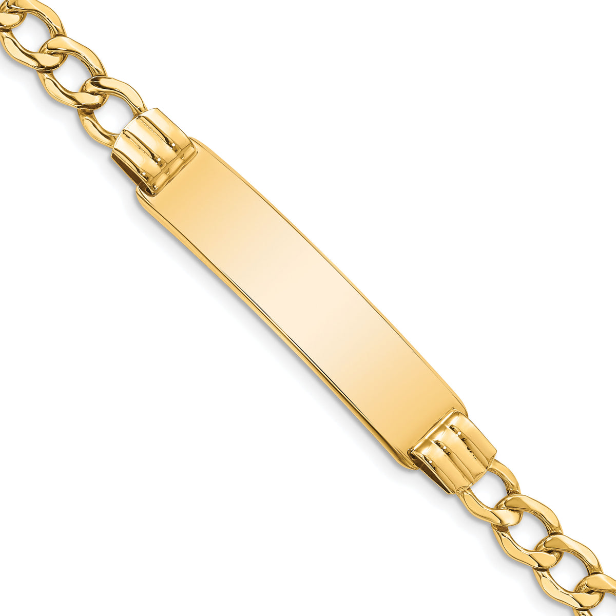 10k Semi-solid Curb Link ID Bracelet-10DCID111-8