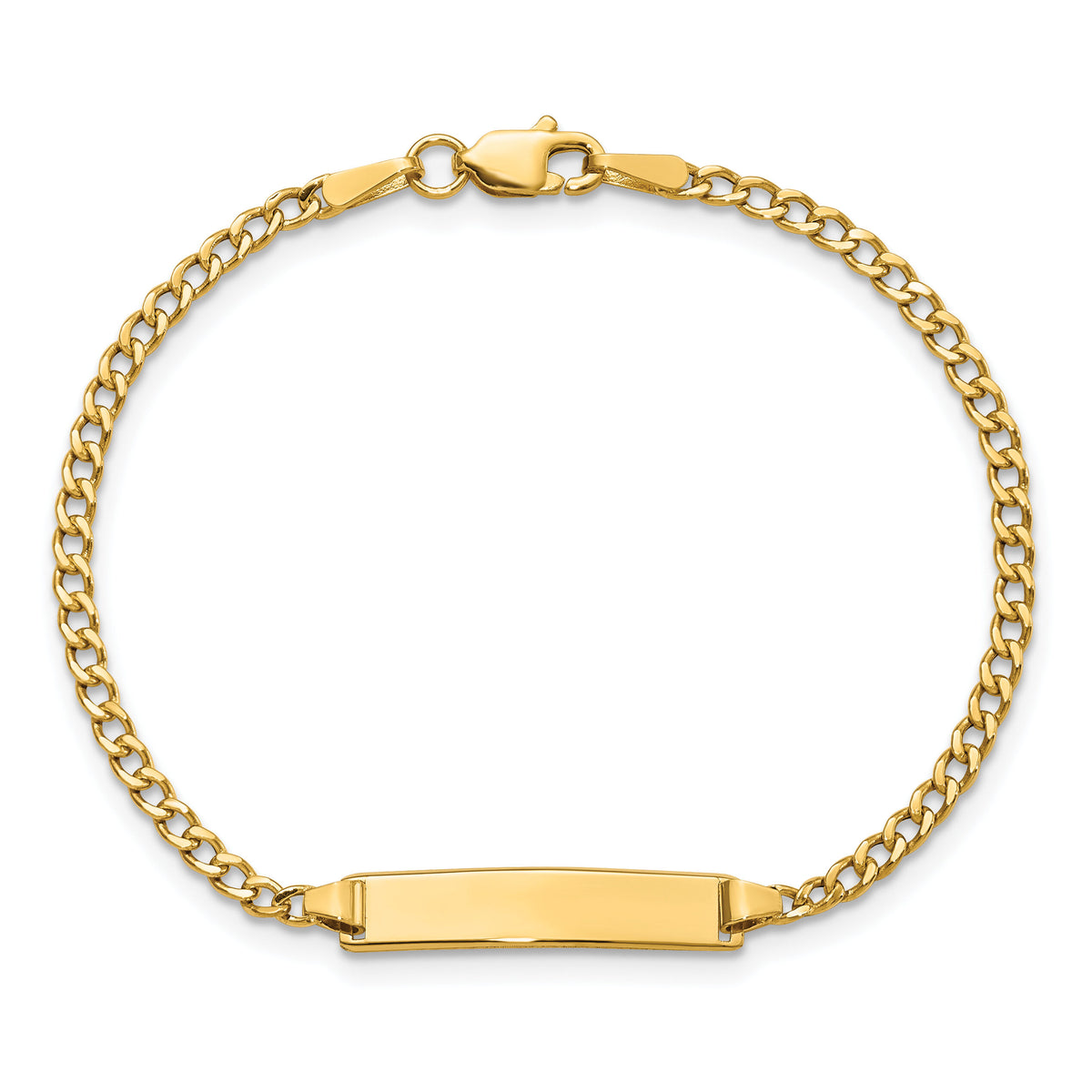 10k Semi-solid Curb Link ID Bracelet-10DCID132-6