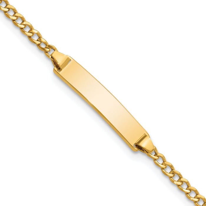 10k Semi-solid Curb Link ID Bracelet-10DCID132-6