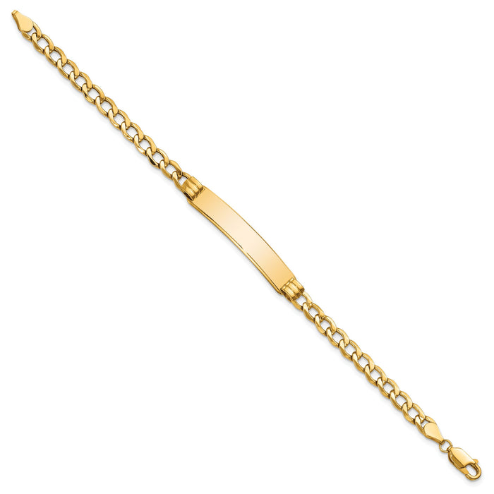 10k Semi-solid Curb Link ID Bracelet-10DCID133-7