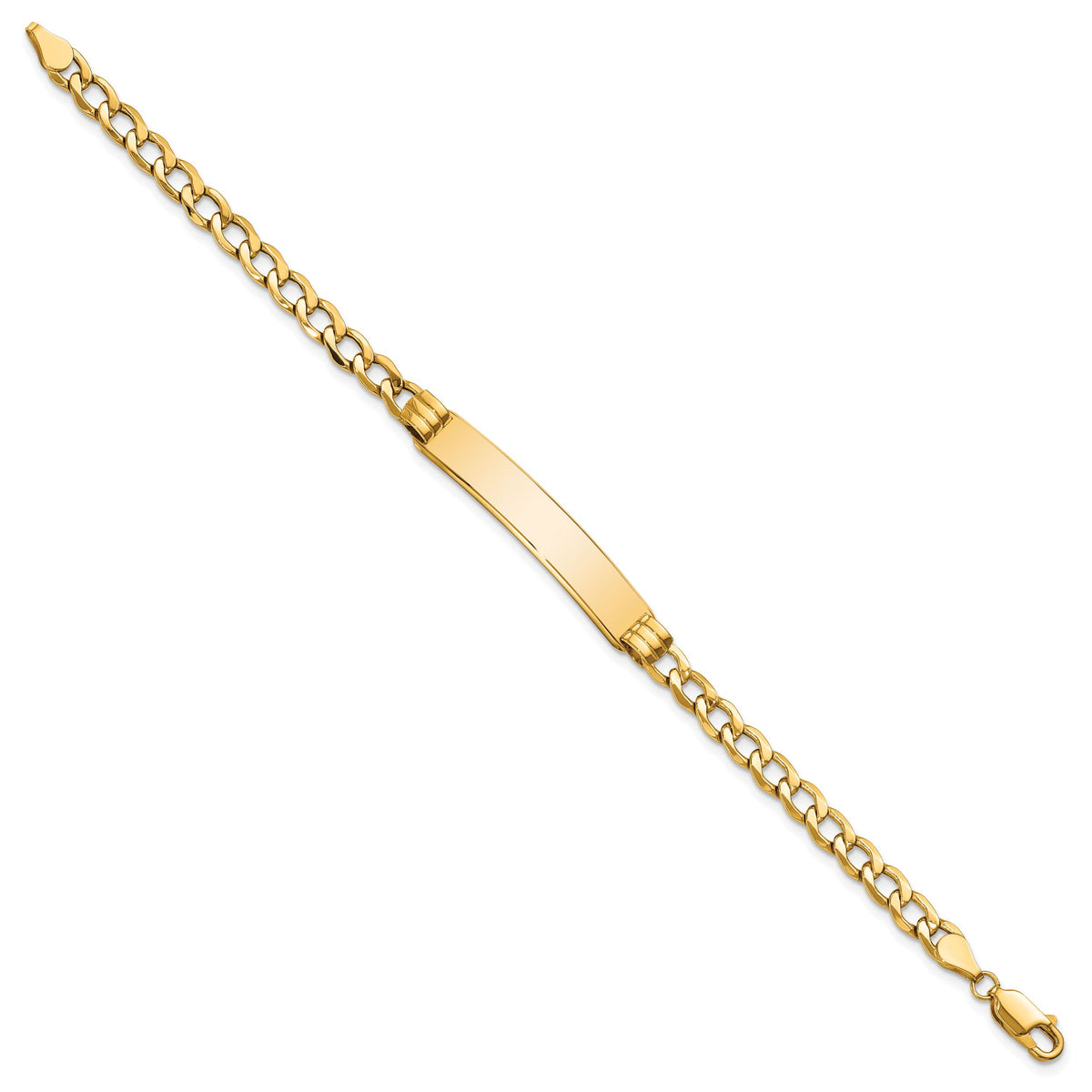 10k Semi-solid Curb Link ID Bracelet-10DCID133-8