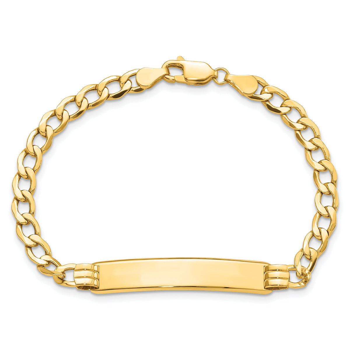 10k Semi-solid Curb Link ID Bracelet-10DCID133-7