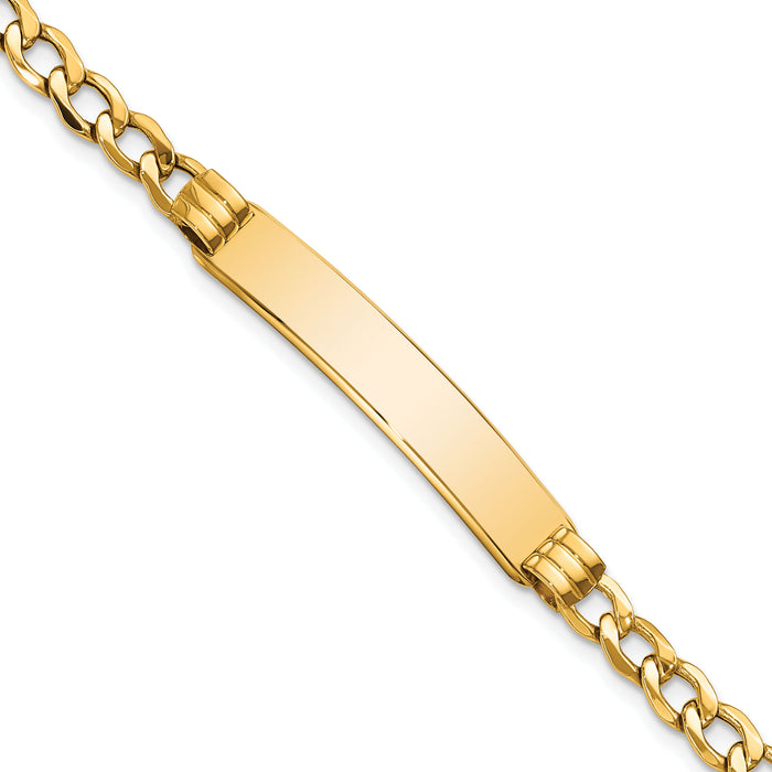 10k Semi-solid Curb Link ID Bracelet-10DCID133-8