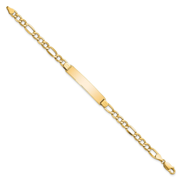 10k Semi-solid Figaro Link ID Bracelet-10DCID135-8