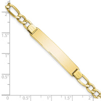 10k Semi-solid Figaro Link ID Bracelet-10DCID135-7