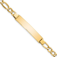 10k Semi-solid Figaro Link ID Bracelet-10DCID135-8
