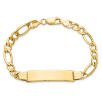 10k Semi-solid Figaro Link ID Bracelet-10DCID136-8