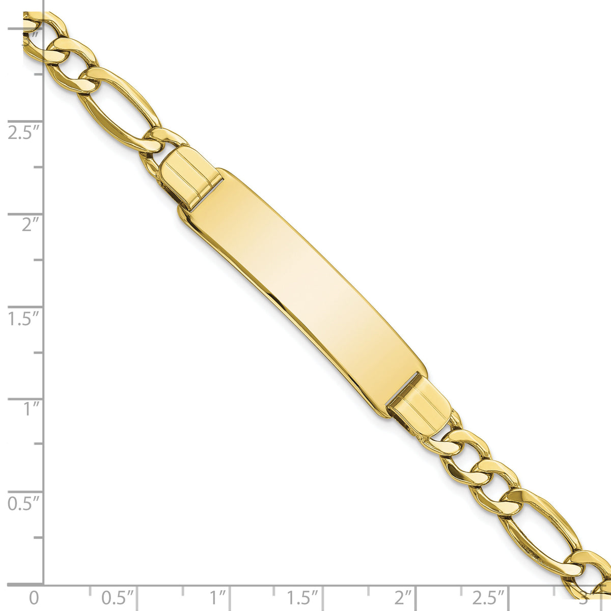 10k Semi-solid Figaro Link ID Bracelet-10DCID136-8