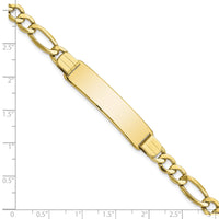 10k Semi-solid Figaro Link ID Bracelet-10DCID136-8