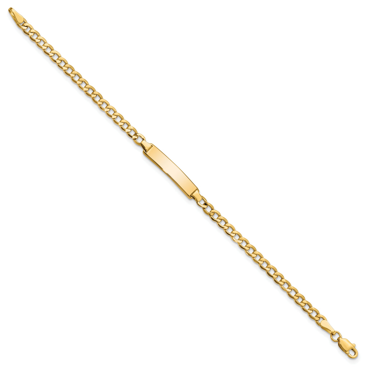 10k Semi-solid Curb Link ID Bracelet-10DCID138-6