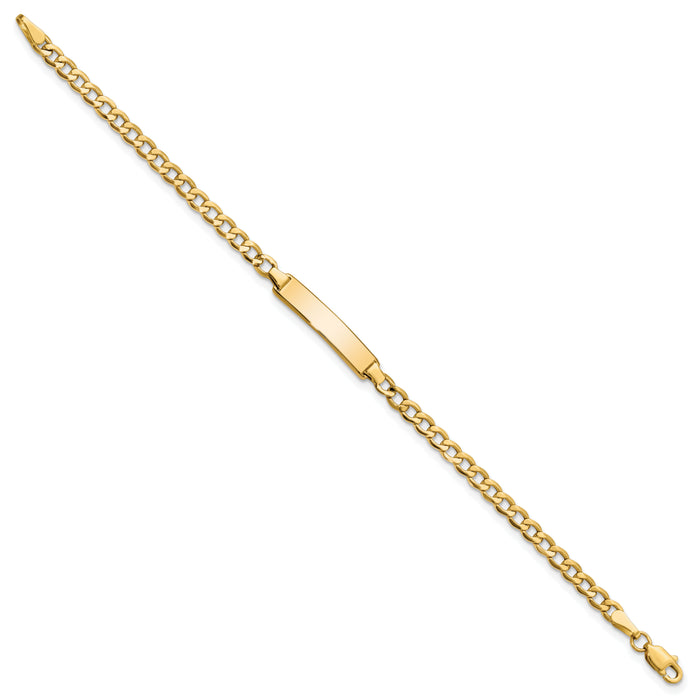10k Semi-solid Curb Link ID Bracelet-10DCID138-6