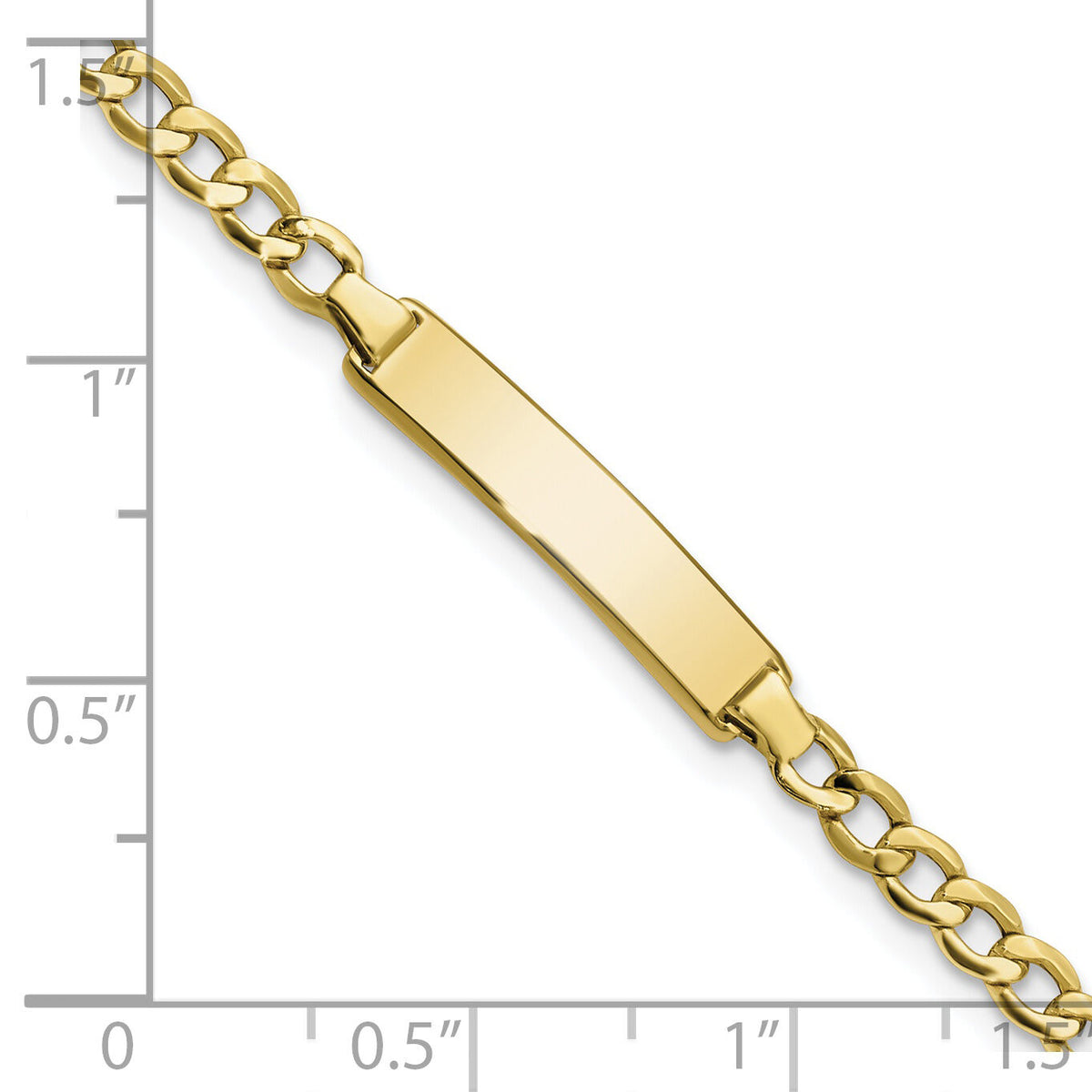 10k Semi-solid Curb Link ID Bracelet-10DCID138-7