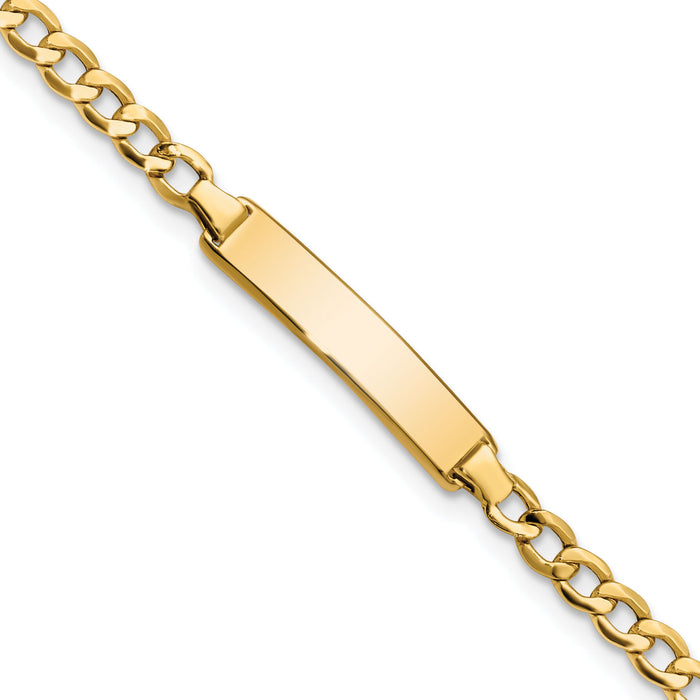 10k Semi-solid Curb Link ID Bracelet-10DCID138-6