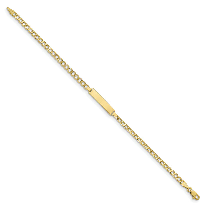 10k Semi-solid Curb Link ID Bracelet-10DCID138-8