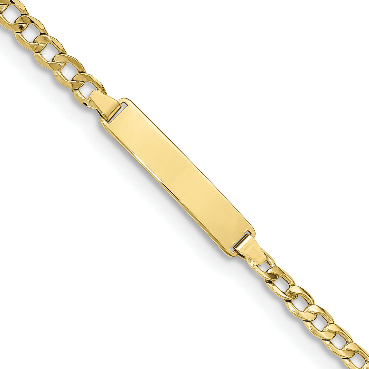 10k Semi-solid Curb Link ID Bracelet-10DCID138-8
