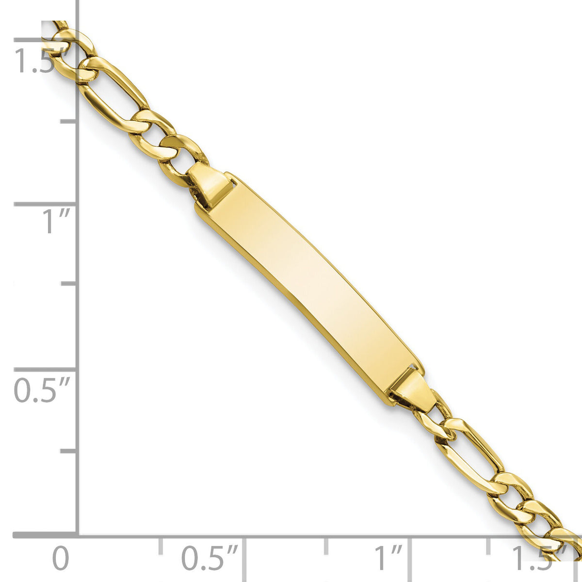 10k Semi-solid Figaro Link ID Bracelet-10DCID140-6