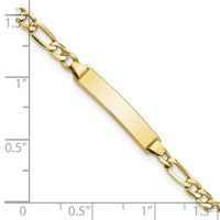 10k Semi-solid Figaro Link ID Bracelet-10DCID140-6