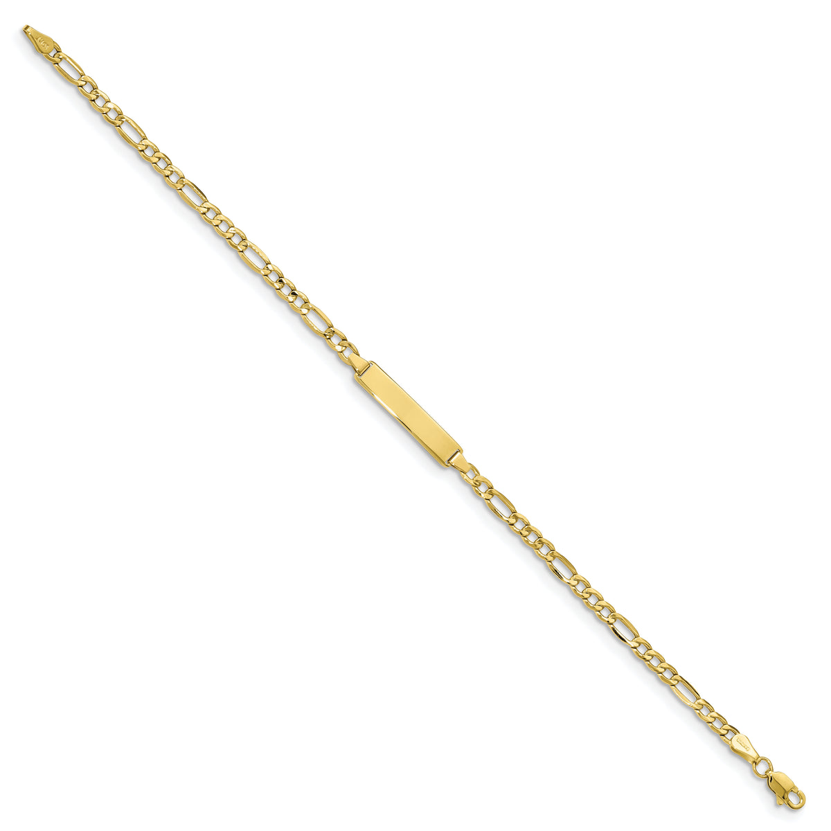 10k Semi-solid Figaro Link ID Bracelet-10DCID140-8