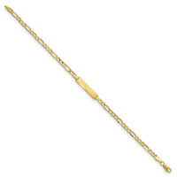 10k Semi-solid Figaro Link ID Bracelet-10DCID140-8