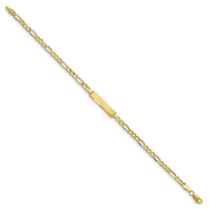 10k Semi-solid Figaro Link ID Bracelet-10DCID140-8