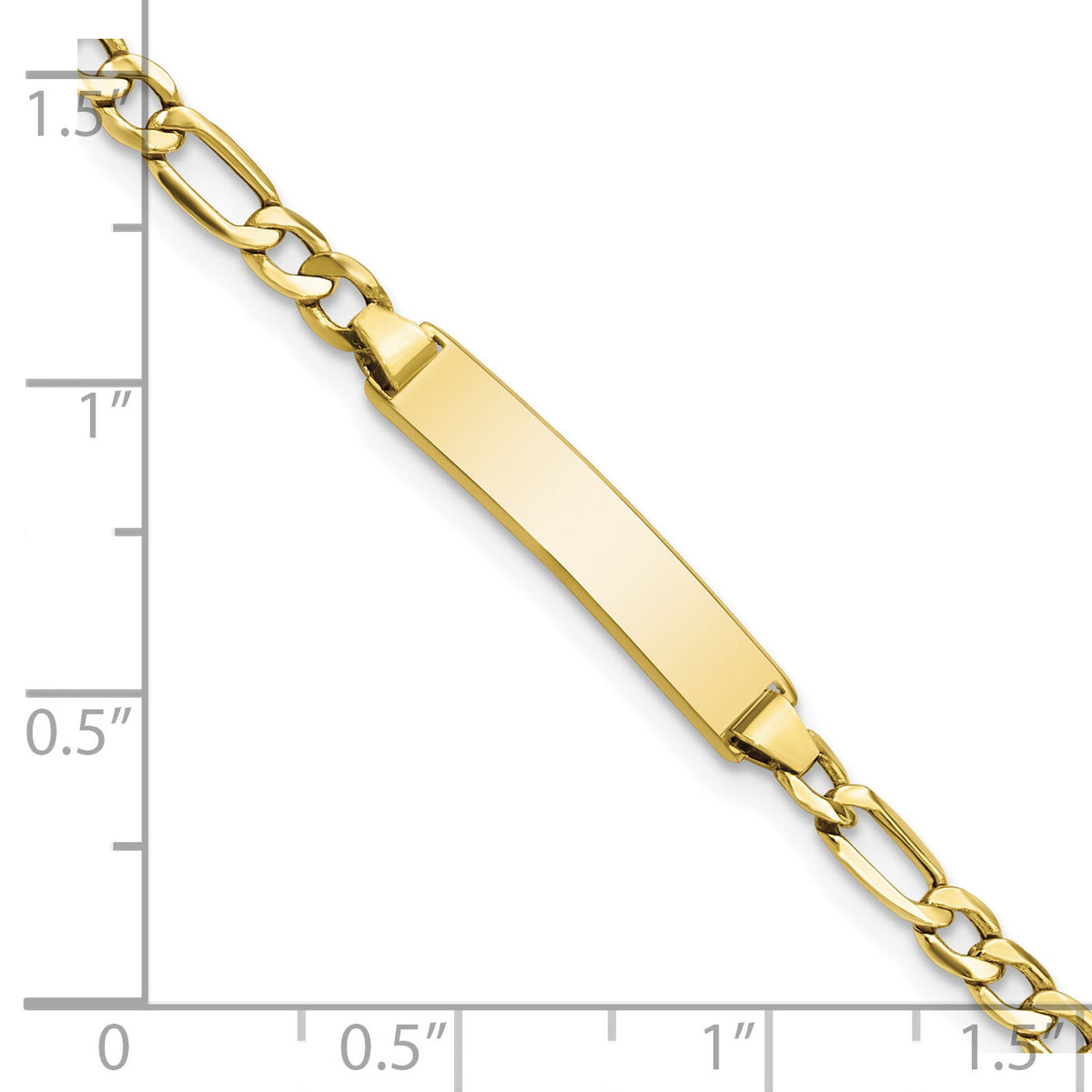 10k Semi-solid Figaro Link ID Bracelet-10DCID140-8