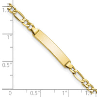 10k Semi-solid Figaro Link ID Bracelet-10DCID140-8