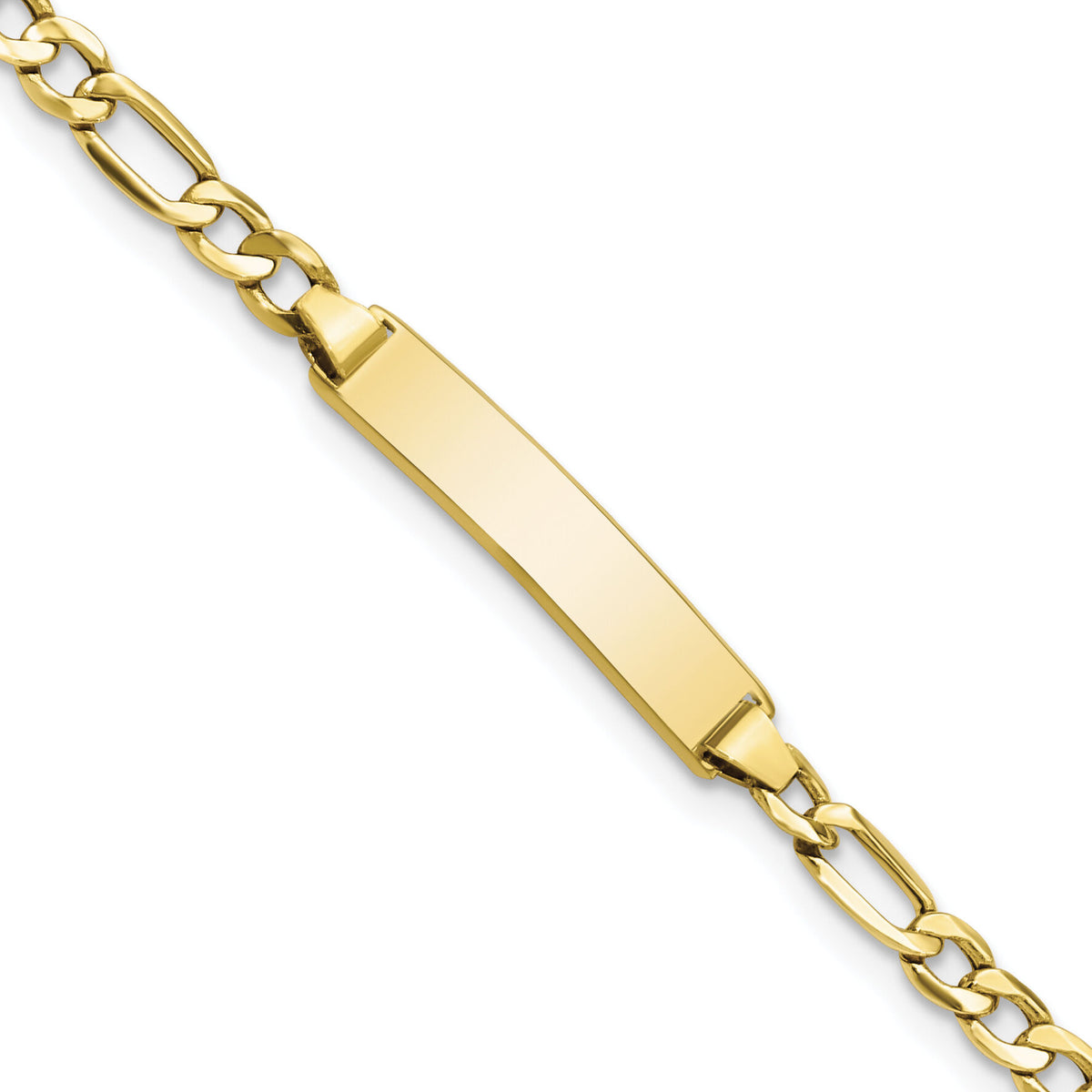 10k Semi-solid Figaro Link ID Bracelet-10DCID140-8