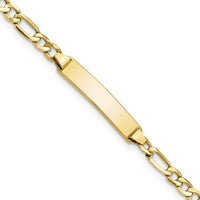 10k Semi-solid Figaro Link ID Bracelet-10DCID140-8
